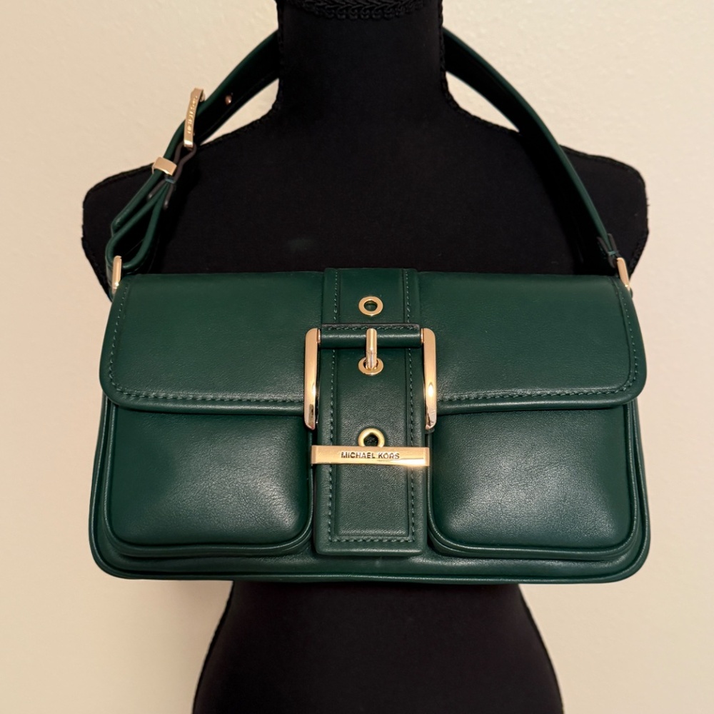 Michael Kors Colby Medium Shoulder Bag in Bosco (Green) - Picture 2 of 11